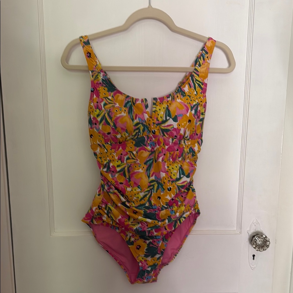 Anne Cole Yellow and Pink One Piece Swimsuit